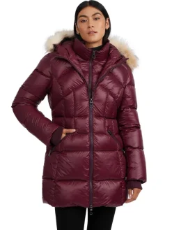 Pajar Puffers<Ares Women'S Puffer Jacket W/Faux Fur Trim Ox Blood