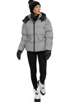 Pajar Puffers<Ascella Women'S Boxy Fit Houndstooth Short Puffer Jacket Black/White