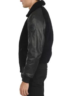 Pajar Bombers<Campbell Men'S Shearling And Leather Varsity Jacket Black/Black