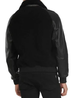 Pajar Bombers<Campbell Men'S Shearling And Leather Varsity Jacket Black/Black