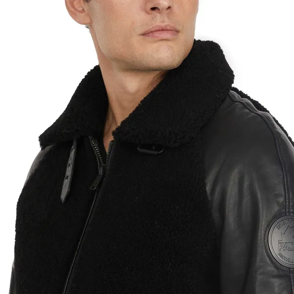 Pajar Bombers<Campbell Men'S Shearling And Leather Varsity Jacket Black/Black