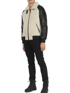 Pajar Bombers<Campbell Men'S Shearling And Leather Varsity Jacket Offwhite