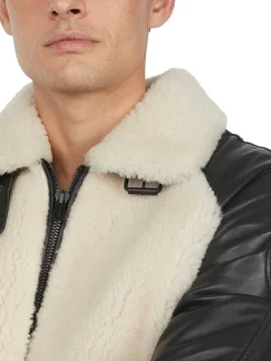 Pajar Bombers<Campbell Men'S Shearling And Leather Varsity Jacket Offwhite