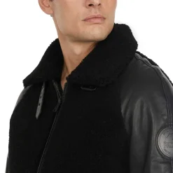 Pajar Premium Shearling<Campbell Men'S Shearling And Leather Varsity Jacket Black/Black