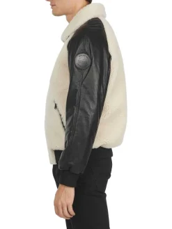 Pajar Premium Shearling<Campbell Men'S Shearling And Leather Varsity Jacket Offwhite