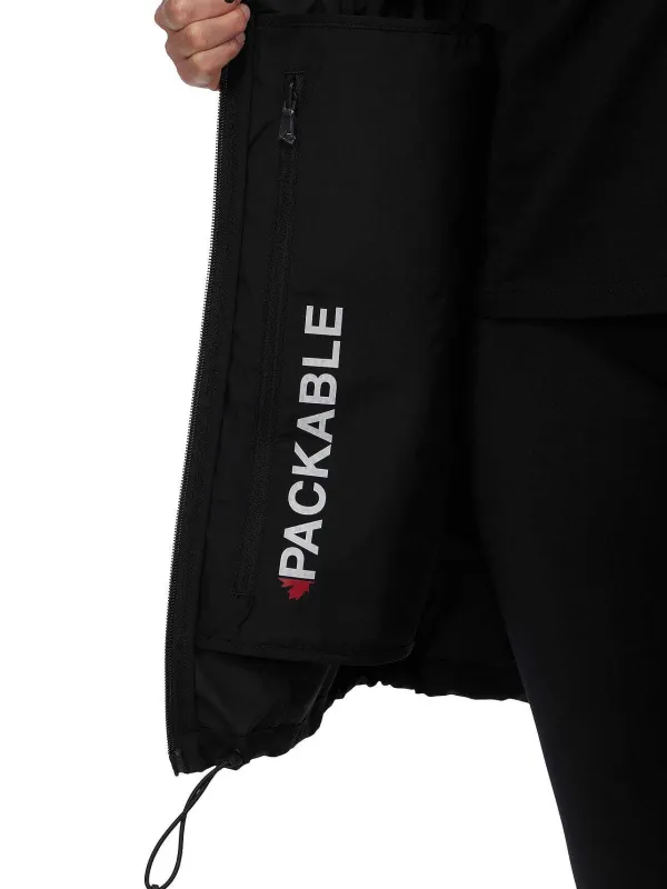 Pajar Rain Jackets<Esen Women'S Long Packable Raincoat W/ Removable Hood Black