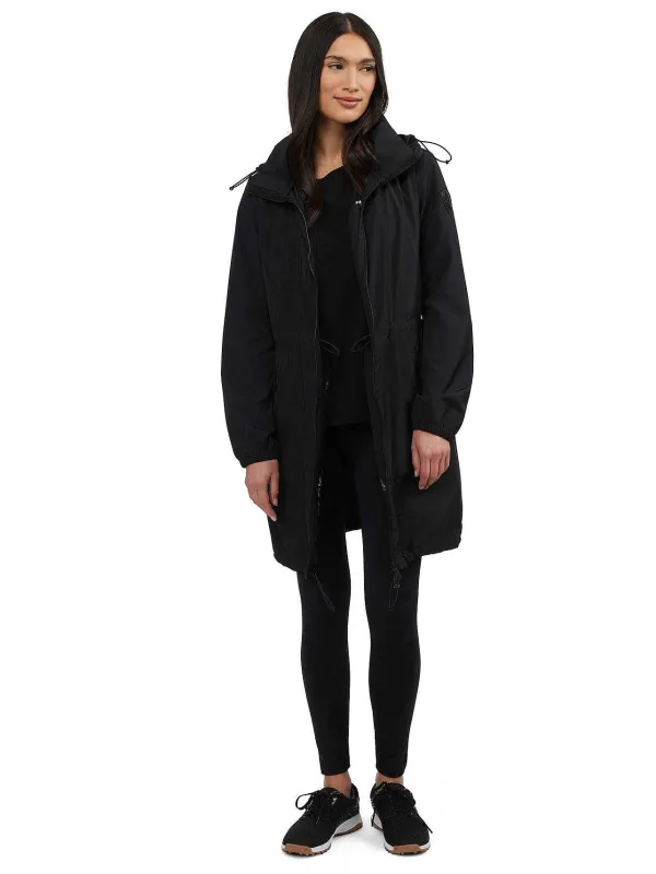 Pajar Rain Jackets<Esen Women'S Long Packable Raincoat W/ Removable Hood Black