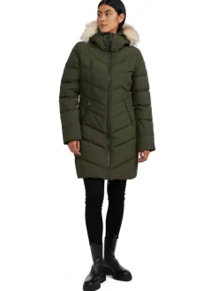 Pajar Fall/Winter<January Women'S Quilted Puffer W/ Faux Fur Military
