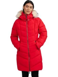 Pajar Fall/Winter<January Women'S Quilted Puffer W/ Faux Fur Current Red