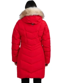 Pajar Fall/Winter<January Women'S Quilted Puffer W/ Faux Fur Current Red