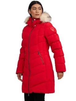 Pajar Fall/Winter<January Women'S Quilted Puffer W/ Faux Fur Current Red