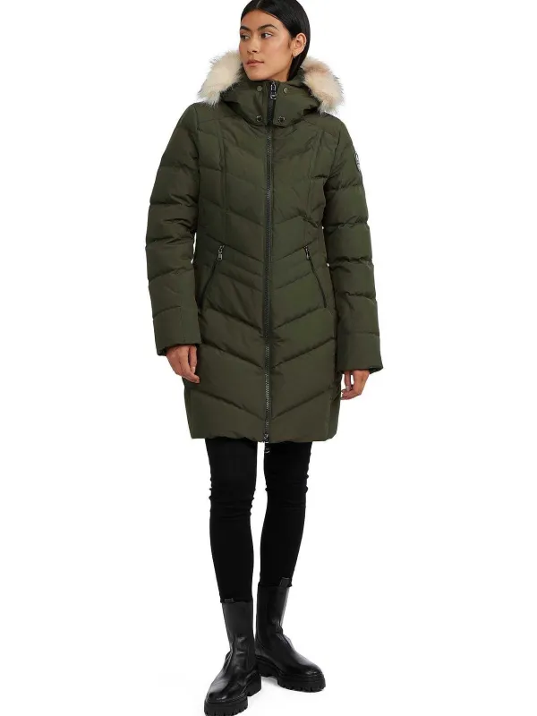 Pajar Puffers<January Women'S Quilted Puffer W/ Faux Fur Military