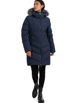 Pajar Fall/Winter<January Women'S Quilted Puffer W/ Faux Fur Navy