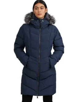 Pajar Fall/Winter<January Women'S Quilted Puffer W/ Faux Fur Navy