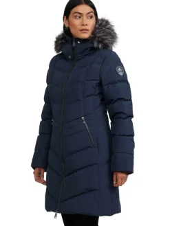 Pajar Fall/Winter<January Women'S Quilted Puffer W/ Faux Fur Navy