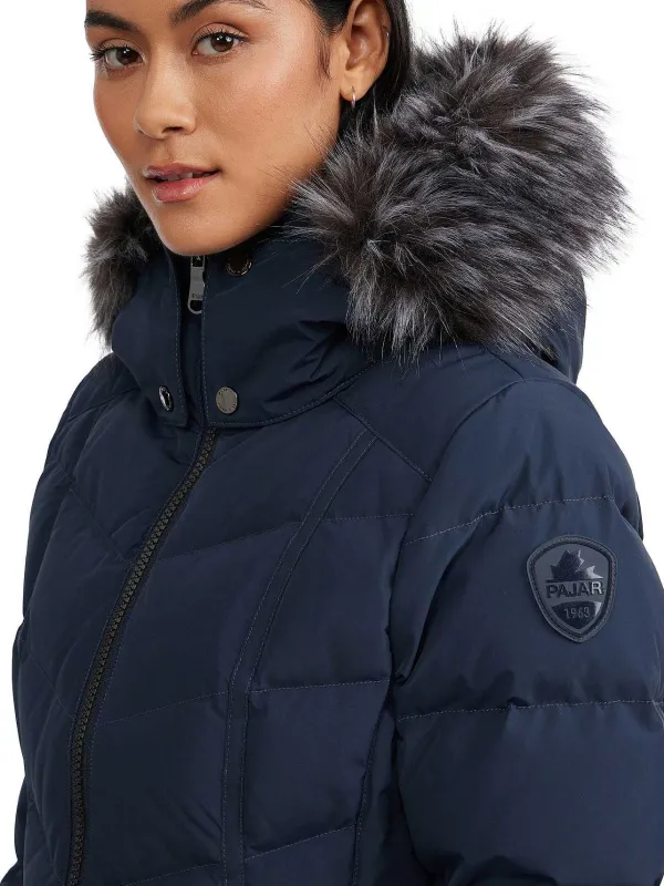 Pajar Fall/Winter<January Women'S Quilted Puffer W/ Faux Fur Navy