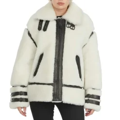 Pajar Premium Shearling<Jenny Women'S Front Zip Shearling Jacket White/Black