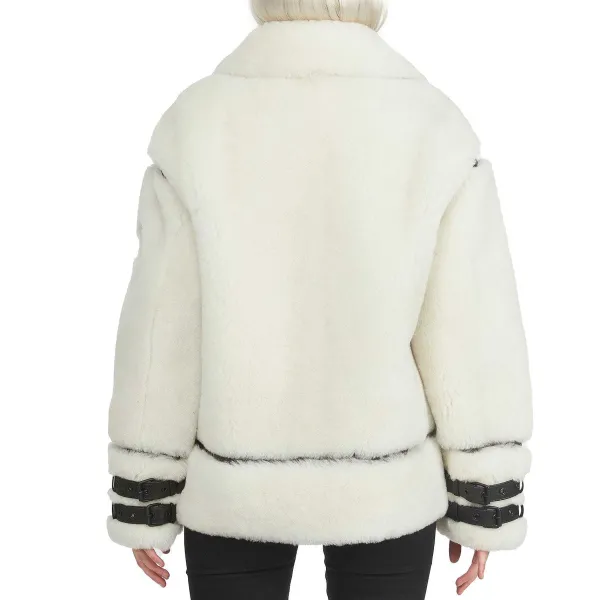 Pajar Premium Shearling<Jenny Women'S Front Zip Shearling Jacket White/Black