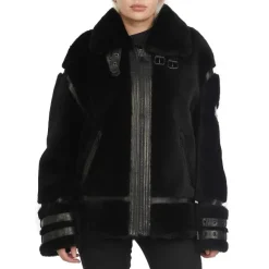 Pajar Premium Shearling<Jenny Women'S Front Zip Shearling Jacket Black/Black