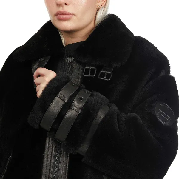 Pajar Premium Shearling<Jenny Women'S Front Zip Shearling Jacket Black/Black