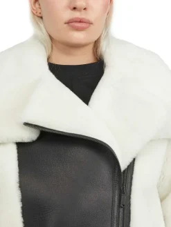 Pajar Premium Shearling<Naomi Women'S Shearling Perfecto Jacket White/Black