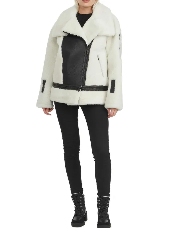 Pajar Premium Shearling<Naomi Women'S Shearling Perfecto Jacket White/Black