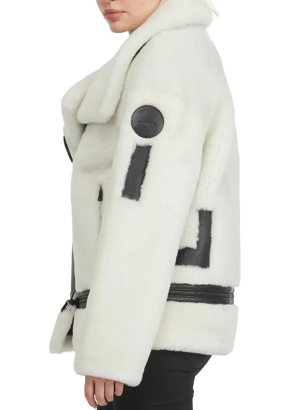 Pajar Premium Shearling<Naomi Women'S Shearling Perfecto Jacket White/Black