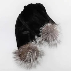 Pajar Scarves<Rexal Knitted Scarf W/ Fur Pompom Black