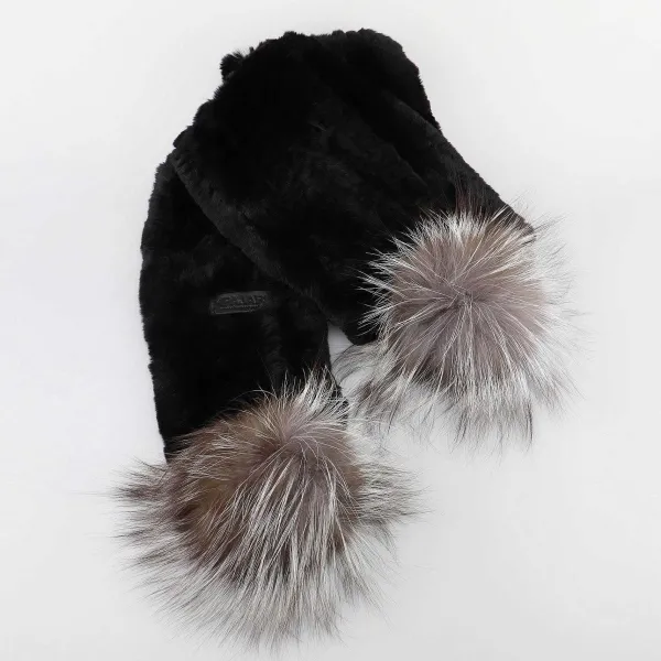 Pajar Scarves<Rexal Knitted Scarf W/ Fur Pompom Black