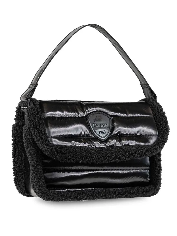 Pajar Bags<Shearling Puffy Shoulder Bag Black/Black