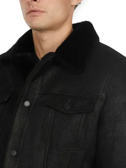 Pajar Premium Shearling<Trucker Men'S Sheepskin Coat Black